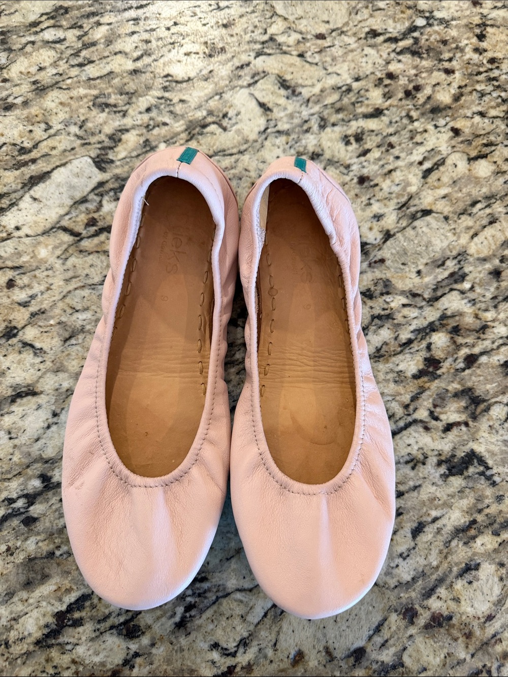 Tieks Blush Nude Pink  Leather Matte Cream Ballet Flats Size 9